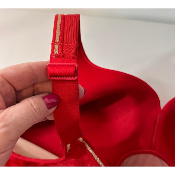 Cacique The Modern Collection Lightly Lined Red Gold Stripe No Wire Bra Size 40D - Picture 6 of 9